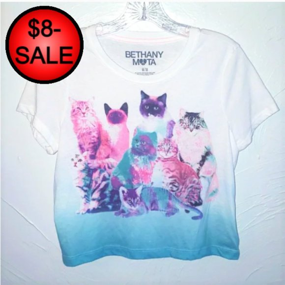 Bethany Mota Tops - 🔴 Bethany Mota Crop Cat Tshirt Crop Top Baby Tee